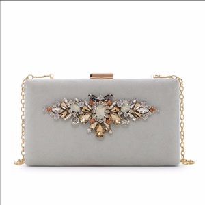 Classic flower rhinestone hardcase clutch